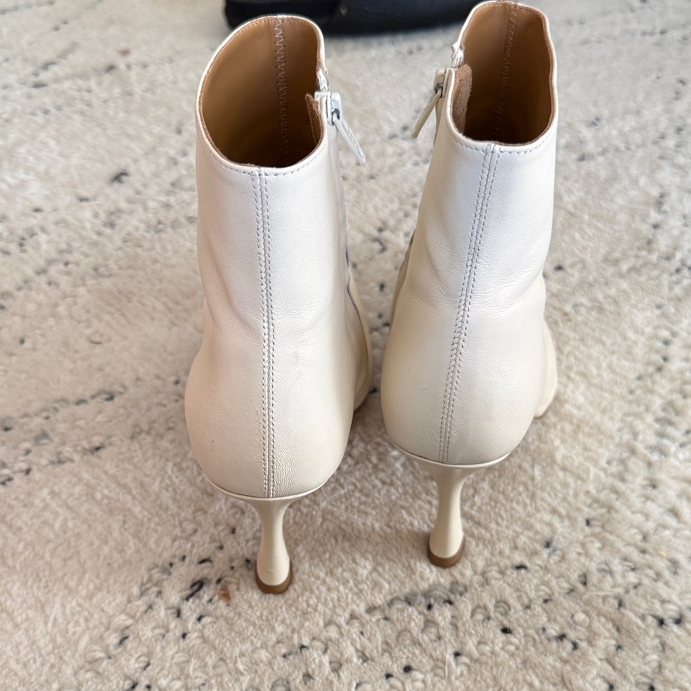 STAUD Cream Heeled Ankle Boots - Picture 5 of 7